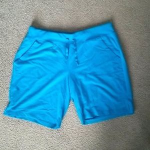 Blue shorts.